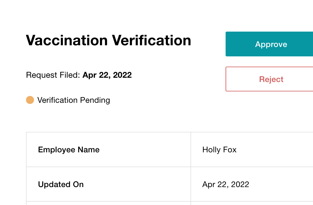 UI Detail of Vaccination Record Approval