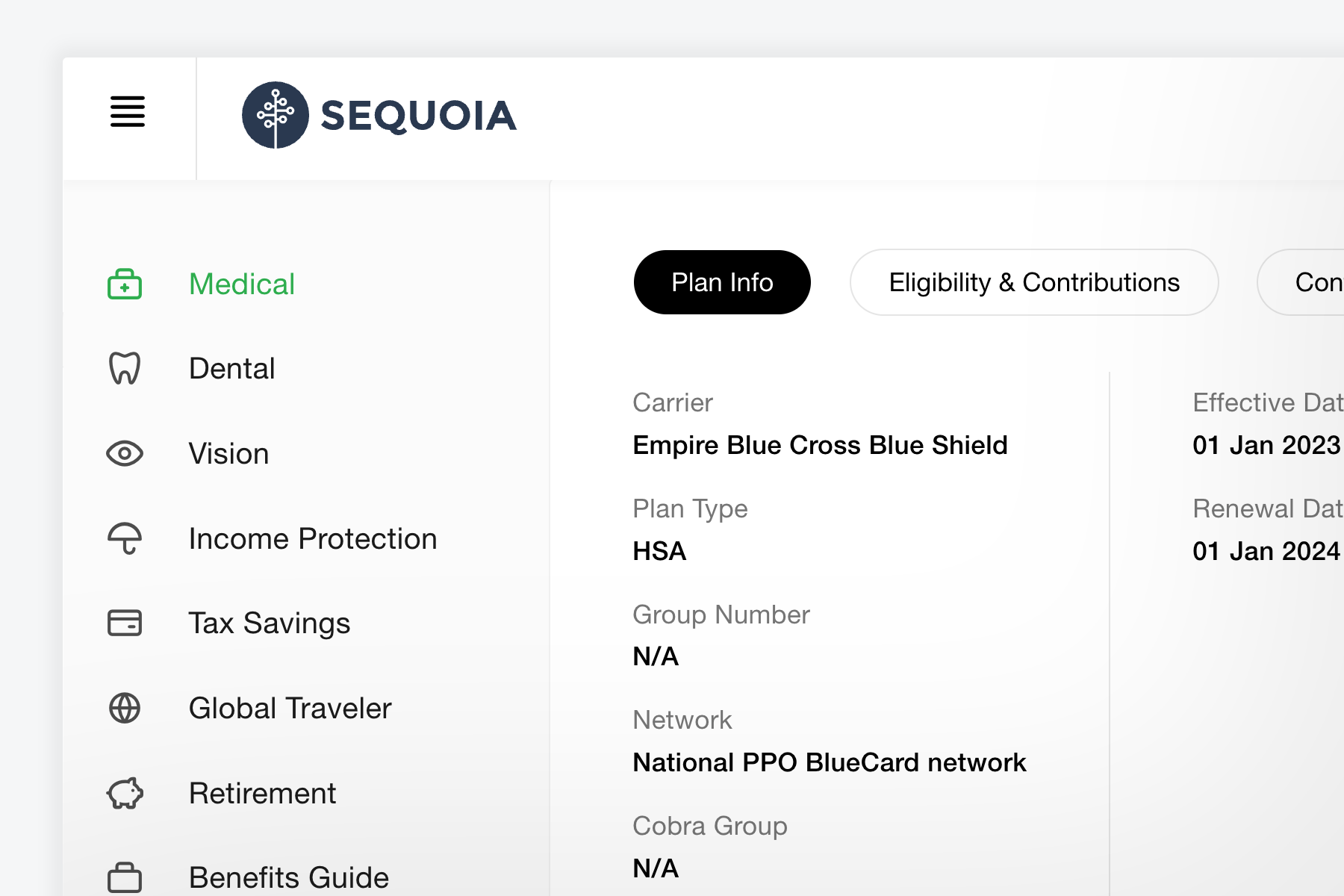 Benefits Management on the Sequoia Platform  UI