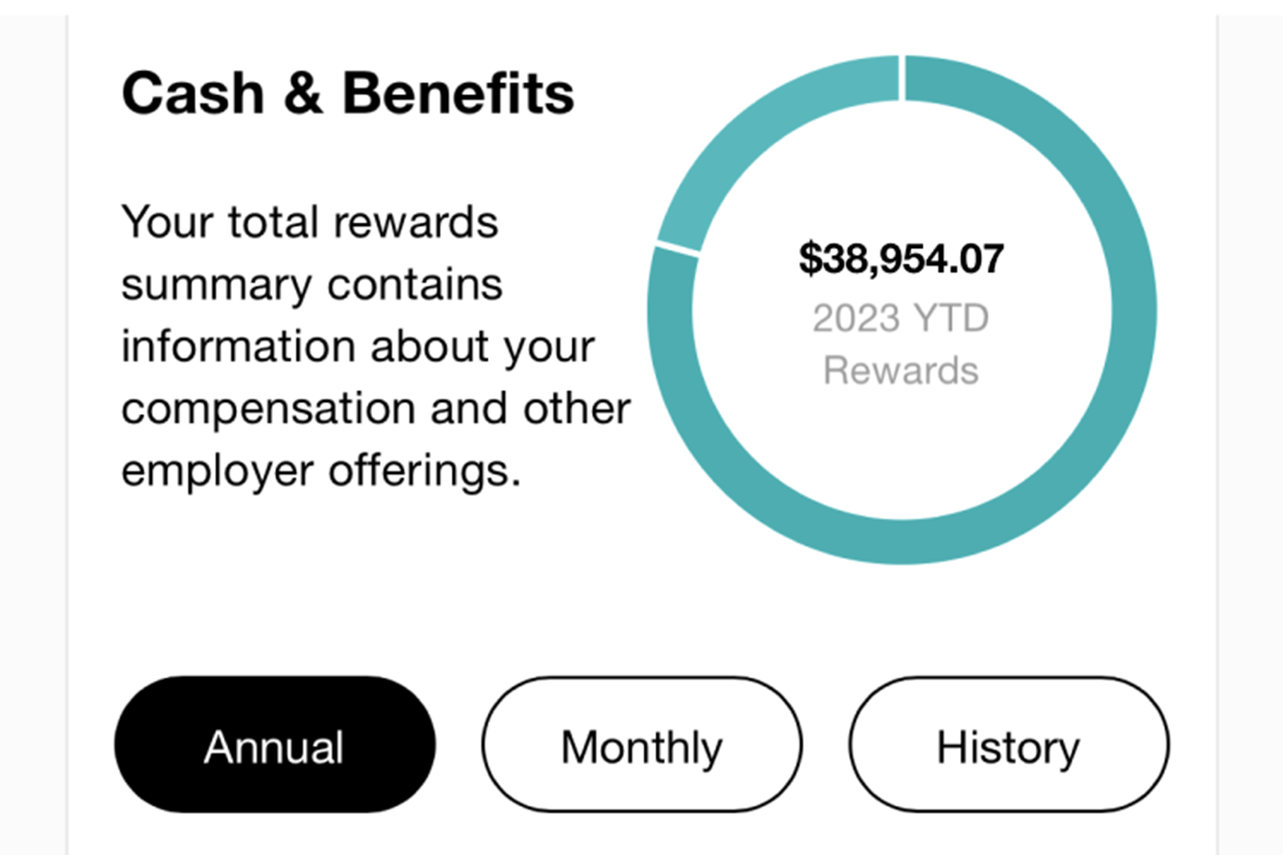 Detail summarizing total rewards for an employee