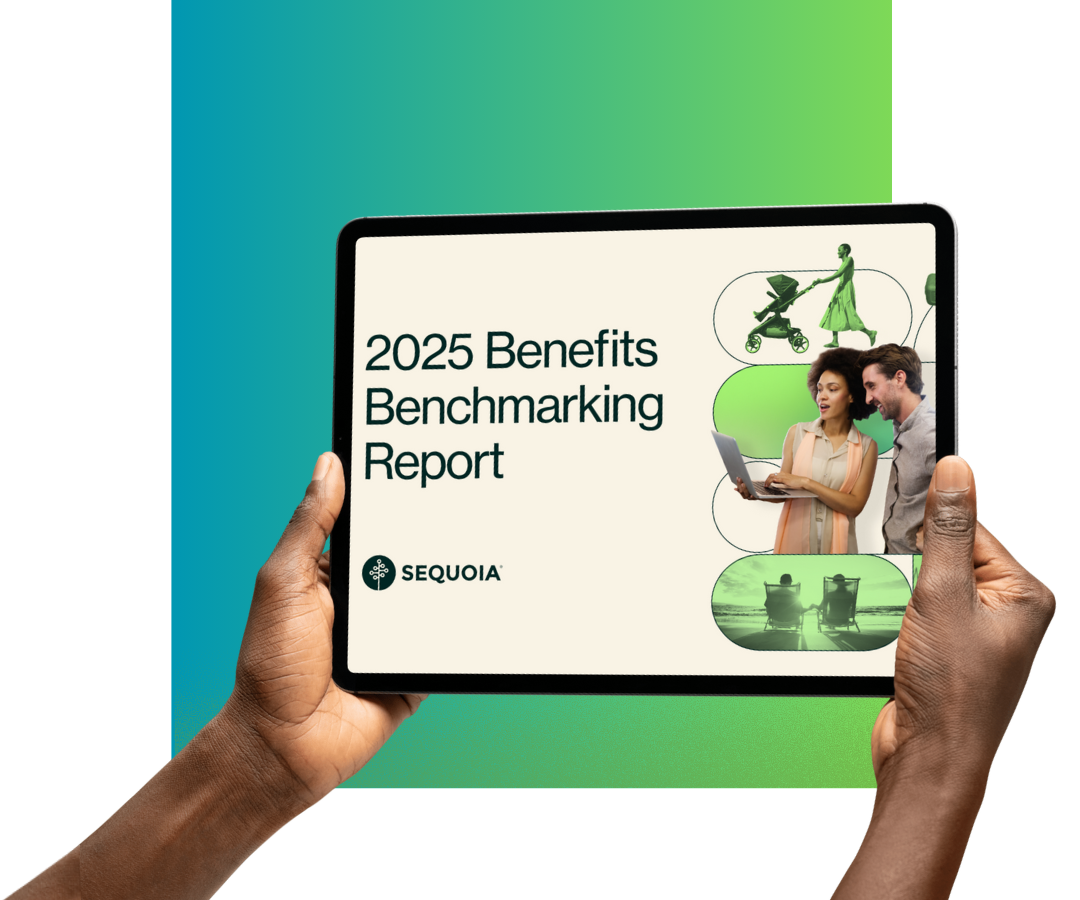 2025 Benefits Benchmark Report Being Read on an Ipad