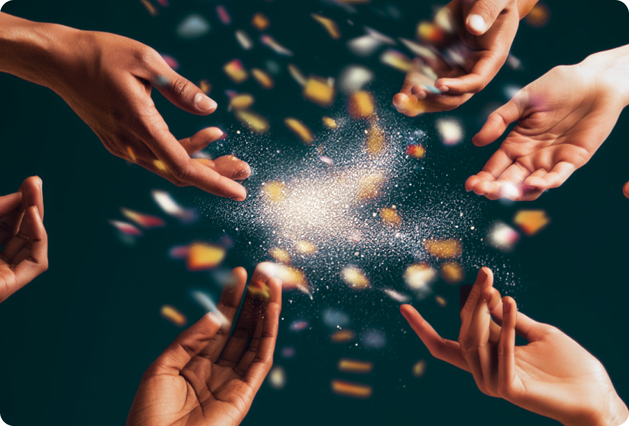 Stylized company founder with employee data